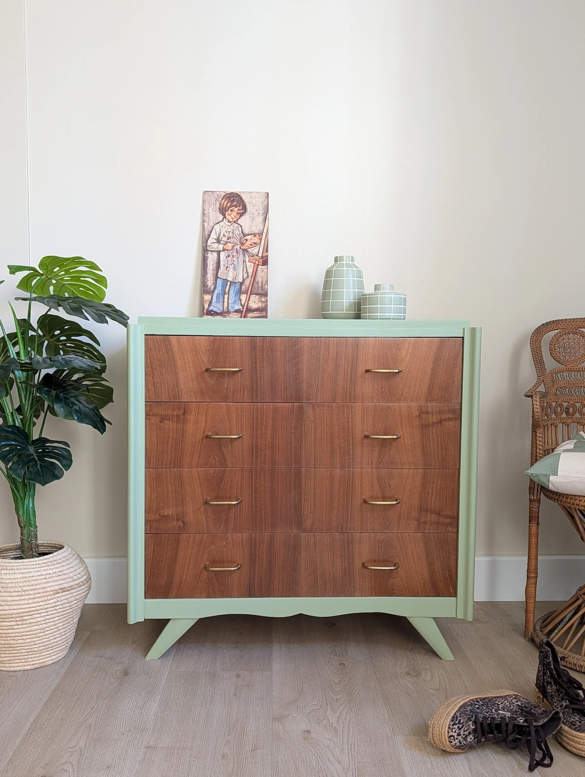 Commode verte vintage