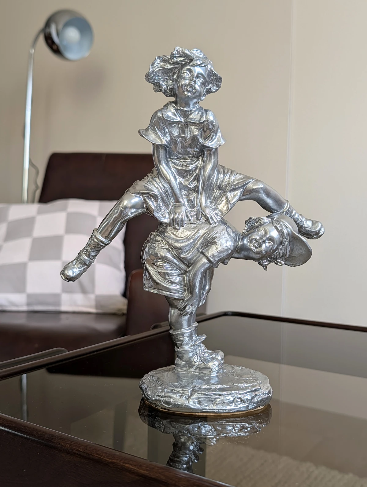 Statuette enfants vintage chromée2